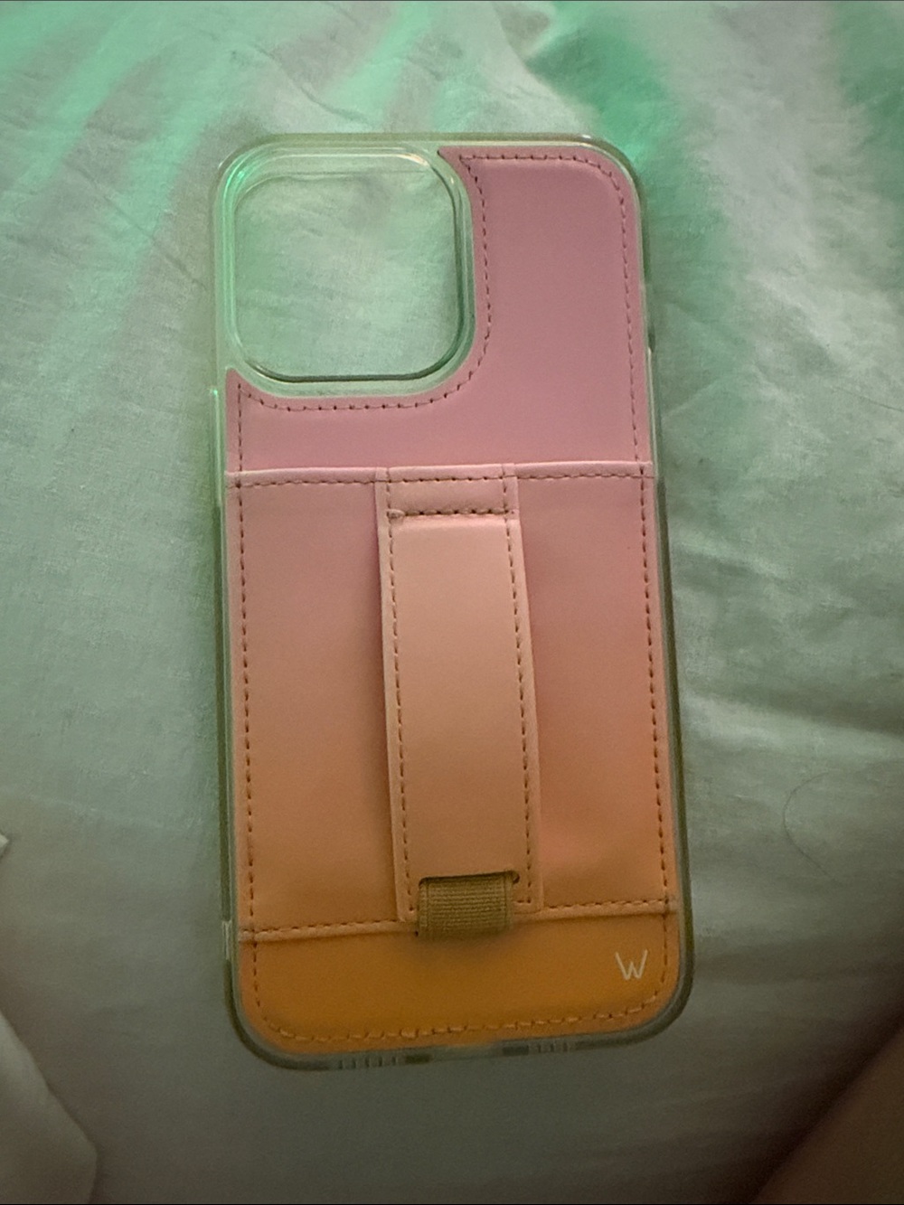 Pink Wallet Phone Case with Kickstand Strap